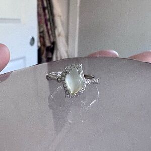 Jade ring silver setting
